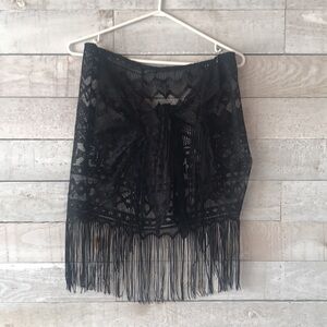 Elegant Black Lace Fringe Sarong